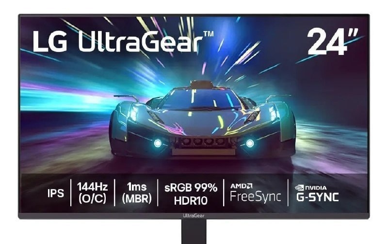 Monitor LG UltraGear 24G411A-B 24,FHD, 144Hz, 1ms MBR, NVIDIA G-SYNC, AMD FreeSync, HDR10